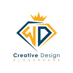 Luxury Initial Letter Monogram in Pentagon Diamond Shape with Royal Crown for Premium Branding & High-End Logo Design