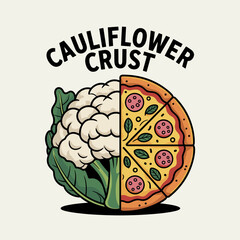 Fototapeta premium Cauliflower Crust Pizza Concept Illustration