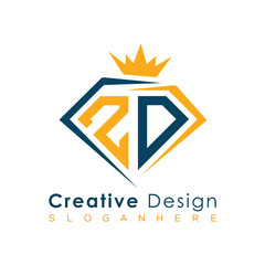 Luxury Initial Letter Monogram in Pentagon Diamond Shape with Royal Crown for Premium Branding & High-End Logo Design