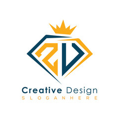 Luxury Initial Letter Monogram in Pentagon Diamond Shape with Royal Crown for Premium Branding & High-End Logo Design