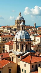 Fototapeta premium Aerial view of Valletta's iconic domes and rooftops, Malta, architecture