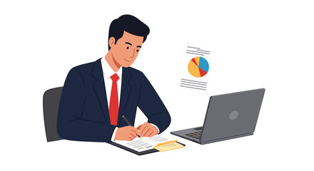 Business man working on a project