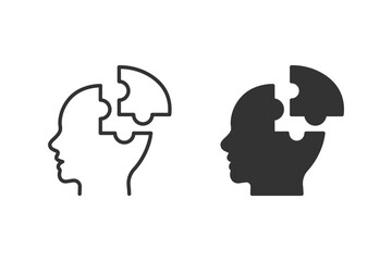 Human head with missing puzzle pieces. Representing a concept of problem solving, creativity, and cognitive function. Ideal for educational materials, business presentations, and psychological themes.