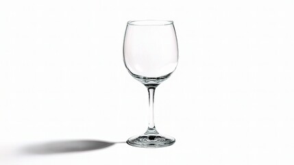 Fototapeta premium Elegant Isolated Empty Wine Glass with Stem on White Background