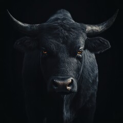 Naklejka premium Black bull portrait stock photo