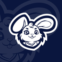 Cute bunny mascot esport logo illustration