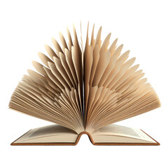  3D Render of an Open Hardcover Book with Pages Fanned Wide
