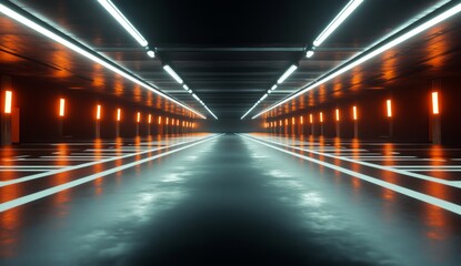 Futuristic underground parking garage