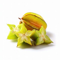 Fototapeta premium Fresh Starfruit Display on White Background with Vibrant Colors