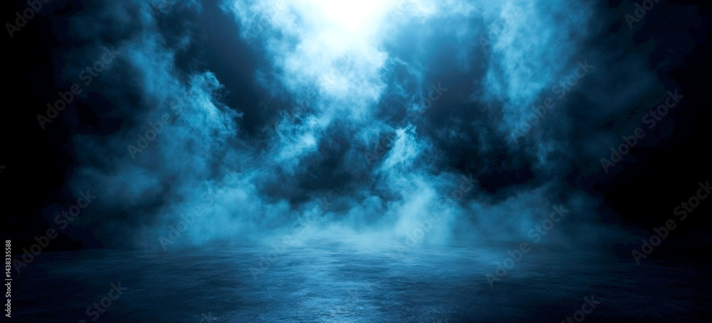 Aufkleber Eerie low light foggy background with swirling mist creating a mysterious atmospheric scene for dramatic visuals : Generative AI