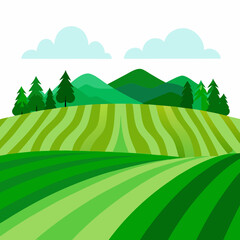 Landscape  with green hills and Blu sky