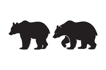 Bear Silhouette Vector Design Wild Animal Black Icon Art on White Background