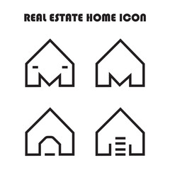 Real state line thin icon set home icon editable vector