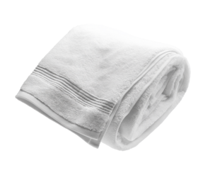 Rolled white towel with transparent background for easy isolation