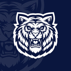 Angry tiger mascot esport logo design illustration