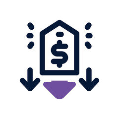 low price duotone icon. Sleek and modern vector icon for websites, mobile apps, marketing materials, and corporate design. Fully scalable and ready to use.