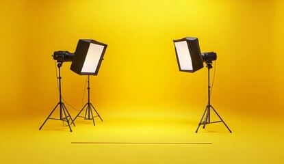 Yellow studio lighting setup