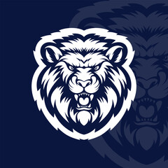 Angry lion mascot esport logo design illustration