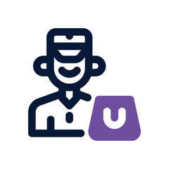 delivery man duotone icon. Sleek and modern vector icon for websites, mobile apps, marketing materials, and corporate design. Fully scalable and ready to use.