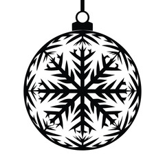 Fototapeta premium Bauble Ornament Silhouette Elegant Black & White Snowflake on Round Hanging Decoration