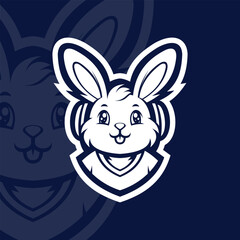 Cute bunny with headphone mascot esport logo