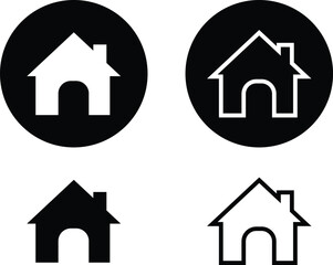 Home icons set. House symbol. A real estate objects and houses black flat and line vector collection isolated on transparent background. Investment, residential building, city, apartment.