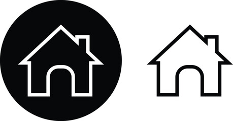 Home icons set. House symbol. A real estate objects and houses black flat and line vector collection isolated on transparent background. Investment, residential building, city, apartment.