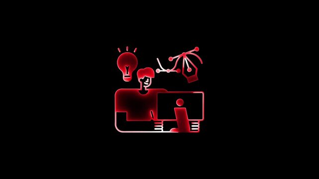 Graphic designer creating vector artwork on computer with a creative idea