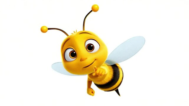 Cute Cartoon Bee Mascot with Honeycomb Stripes