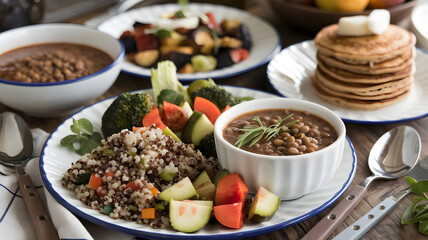 Beans with rice and vegetables