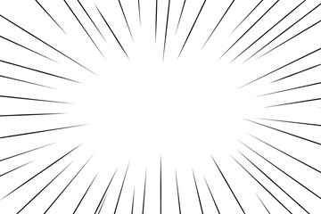 Line action comic effect, explosive force, concentration line burst from center, motion effects, explosion speed in comics style - stock vector