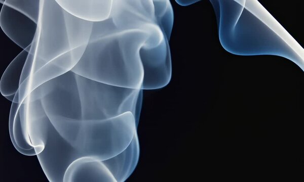 Flow stage of formless smoke swirling against a black background