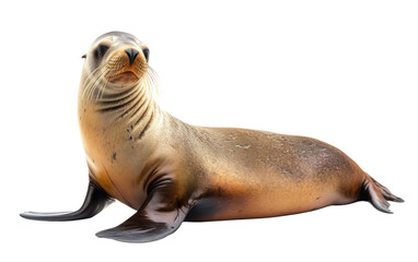Obraz premium Seal is laying on its back on transparent or white background,png