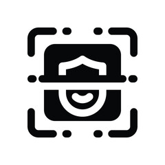 face scanner glyph icon. Strong and solid vector icon for websites, mobile interfaces, presentations, and visual branding. High quality and easy to edit.