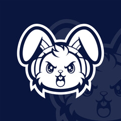 Angry bunny mascot esport logo character kawaii