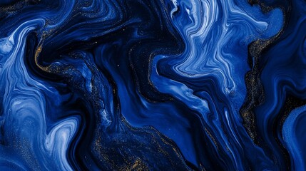 Obraz premium Abstract blue and gold marbled design