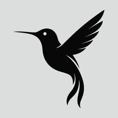 Black Hummingbird Silhouette Logo Design.eps