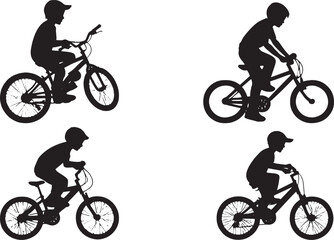 Silhouettes of a Boy Riding a Bicycle