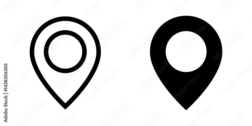 Aufkleber Location marker icon. Pin map marker pointer. Navigation and mapping symbol in outline and solid style
