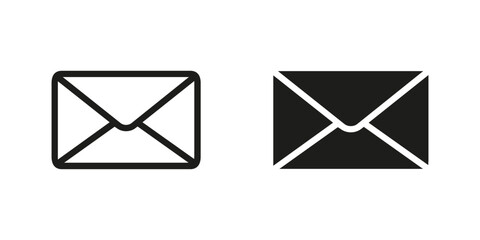 Letter icon set, message sign in outline and solid style
