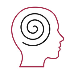 Healthy mentality, clear mind, calm gaze, harmonious spiral, order in man head - vector