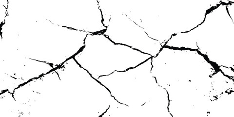 Black and white cracks illustration transparent white background. Black cracks on a white background. Cracks texture for design. Abstract illustration texture of cracks, chips