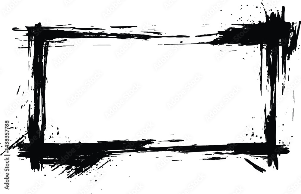 Poster vector black square grunge frame on a transparent background.