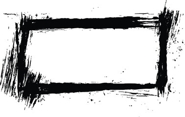 Vector black square grunge frame on a transparent background. 