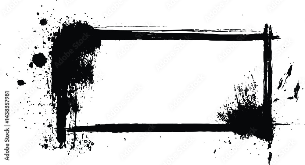 Poster vector black square grunge frame on a transparent background.