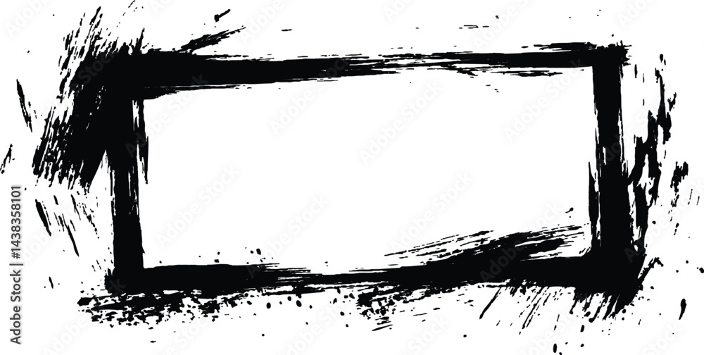 Poster vector black square grunge frame on a transparent background.