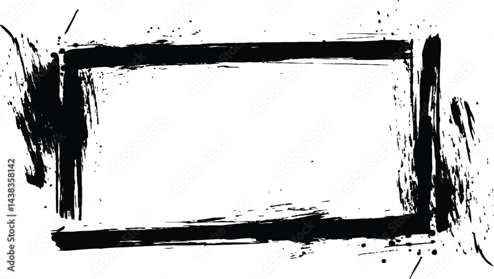 Poster vector black square grunge frame on a transparent background.