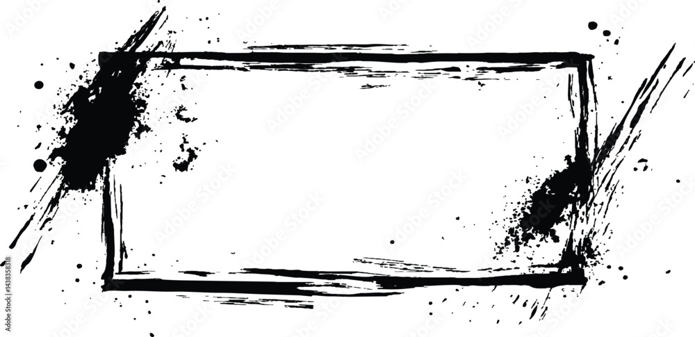 Poster vector black square grunge frame on a transparent background.