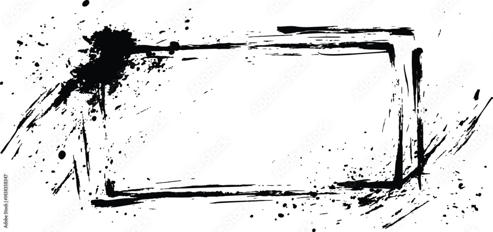 Poster vector black square grunge frame on a transparent background.