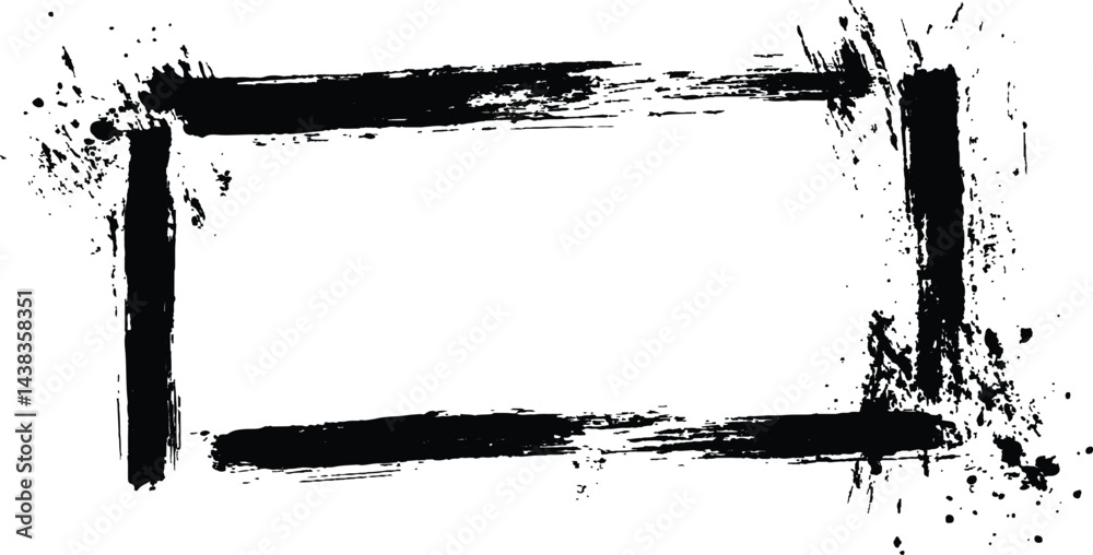 Poster vector black square grunge frame on a transparent background.